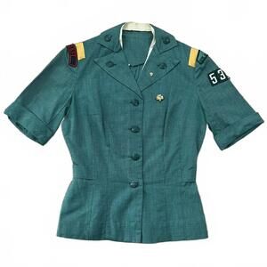 Vintage 50's Girl Scouts Troop Leader Green Top Size Small